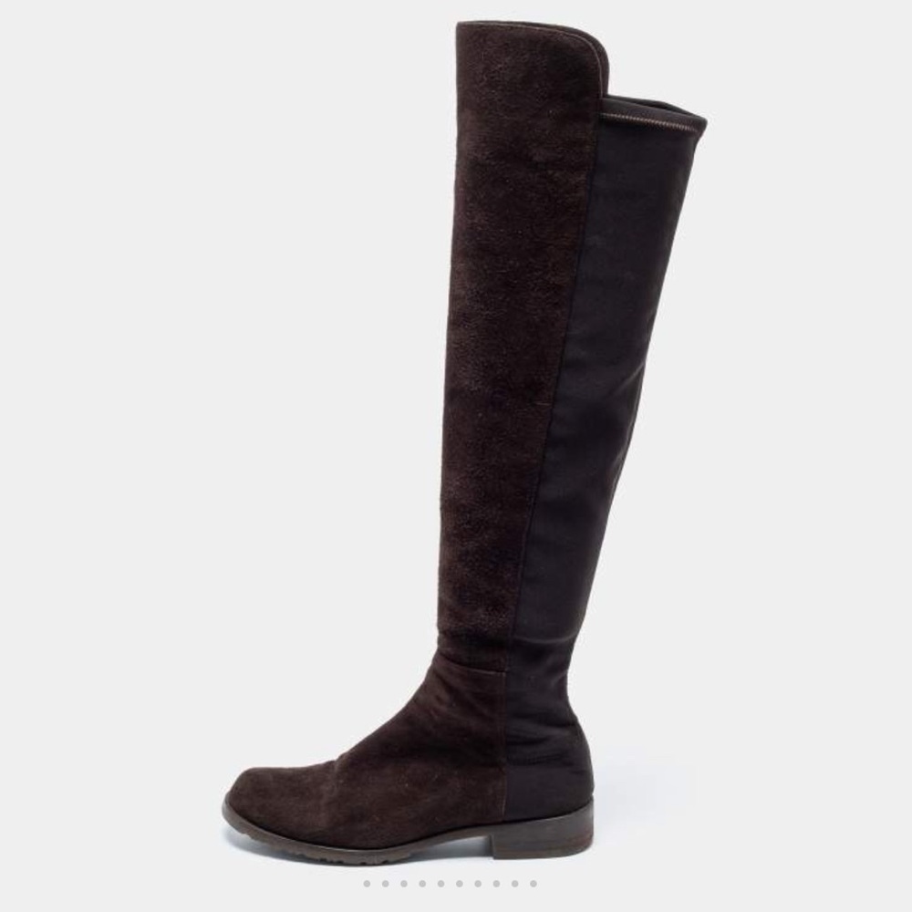 Stuart Weitzman Suede and Microstretch Over-The-Knee Boots - Picture 3 of 13